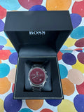 Buy Shop Hugo Boss Trace Chronograph Red Dial Silver Steel Strap Watch For Men - 1514004 USA Online