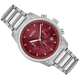Buy Shop Hugo Boss Trace Chronograph Red Dial Silver Steel Strap Watch For Men - 1514004 USA Online