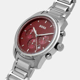 Buy Shop Hugo Boss Trace Chronograph Red Dial Silver Steel Strap Watch For Men - 1514004 USA Online