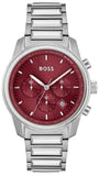 Buy Shop Hugo Boss Trace Chronograph Red Dial Silver Steel Strap Watch For Men - 1514004 USA Online
