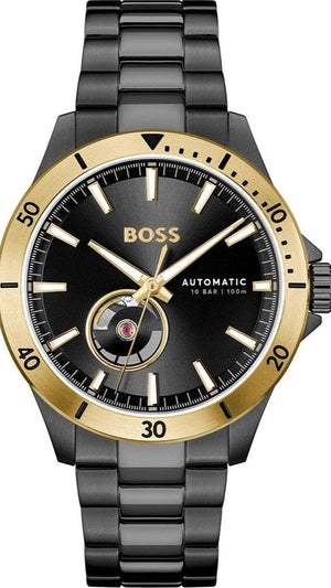 Buy Shop Hugo Boss Troper Chronograph Automatic Black Dial Black Steel Strap Watch for Men - 1514203 USA Online