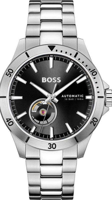 Buy Shop Hugo Boss Troper Chronograph Automatic Black Dial Silver Steel Strap Watch for Men - 1514202 USA Online