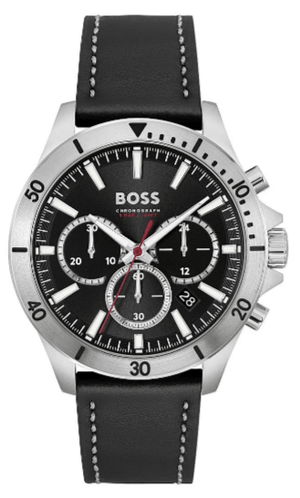 Buy Shop Hugo Boss Troper Chronograph Black Dial Black Leather Strap Watch for Men - 1514055 USA Online