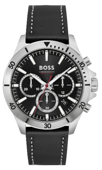 Buy Shop Hugo Boss Troper Chronograph Black Dial Black Leather Strap Watch for Men - 1514055 USA Online
