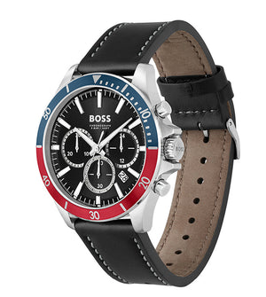 Buy Shop Hugo Boss Troper Chronograph Black Dial Black Leather Strap Watch For Men - 1514099 USA Online