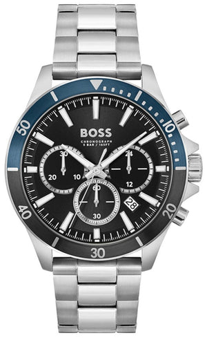 Buy Shop Hugo Boss Troper Chronograph Black Dial Silver Steel Strap Watch For Men - 1514101 USA Online