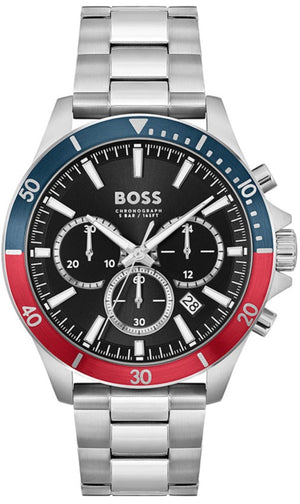 Buy Shop Hugo Boss Troper Chronograph Black Dial Silver Steel Strap Watch For Men - 1514108 USA Online