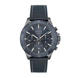 Buy Shop Hugo Boss Troper Chronograph Blue Dial Blue Leather Strap Watch for Men - 1514056 USA Online