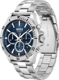 Buy Shop Hugo Boss Troper Chronograph Blue Dial Silver Steel Strap Watch For Men - 1514069 USA Online