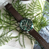 Buy Shop Hugo Boss Troper Chronograph Green Dial Brown Leather Strap Watch For Men - 1514098 USA Online
