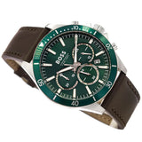 Buy Shop Hugo Boss Troper Chronograph Green Dial Brown Leather Strap Watch For Men - 1514098 USA Online