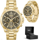 Buy Shop Hugo Boss Troper Chronograph Green Dial Gold Steel Strap Watch For Men - 1514059 USA Online