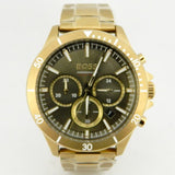 Buy Shop Hugo Boss Troper Chronograph Green Dial Gold Steel Strap Watch For Men - 1514059 USA Online