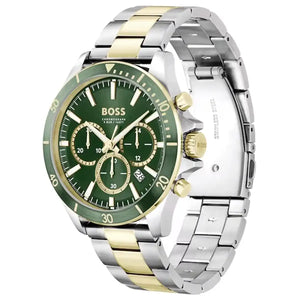 Buy Shop Hugo Boss Troper Chronograph Green Dial Two Tone Steel Strap Watch for Men - 1514154 USA Online