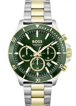 Buy Shop Hugo Boss Troper Chronograph Green Dial Two Tone Steel Strap Watch for Men - 1514154 USA Online