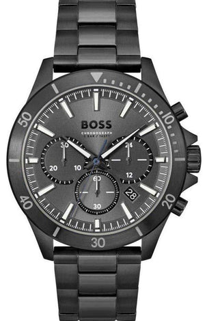 Buy Shop Hugo Boss Troper Chronograph Grey Dial Grey Steel Strap Watch For Men - 1514058 USA Online