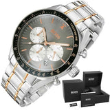 Buy Shop Hugo Boss Trophy Chronograph Grey Dial Silver Steel Strap Watch for Men - 1513634 USA Online