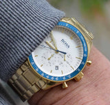 Buy Shop Hugo Boss Trophy White Dial Gold Steel Strap Watch for Men - 1513631 USA Online