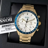 Buy Shop Hugo Boss Trophy White Dial Gold Steel Strap Watch for Men - 1513631 USA Online