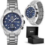 Buy Shop Hugo Boss Vela Chronograph Diver Blue Dial Silver Steel Strap Watch for Men - 1513775 USA Online
