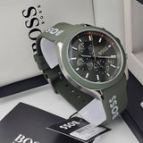 Buy Shop Hugo Boss Velocity Chronograph Green Dial Green Rubber Strap Watch For Men - 1514060 USA Online