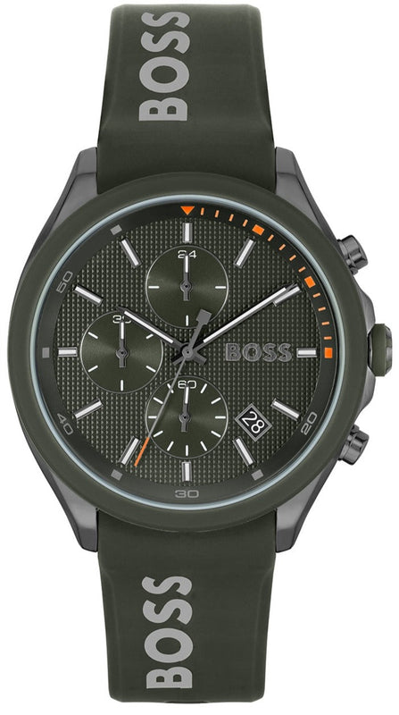 Buy Shop Hugo Boss Velocity Chronograph Green Dial Green Rubber Strap Watch For Men - 1514060 USA Online