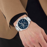 Buy Shop Hugo Boss View Chronograph Blue Dial Silver Steel Strap Watch For Men - 1513989 USA Online