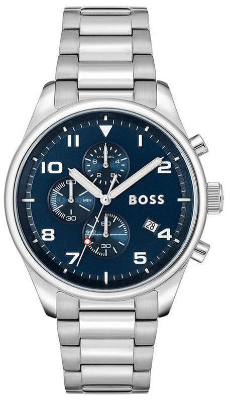 Buy Shop Hugo Boss View Chronograph Blue Dial Silver Steel Strap Watch For Men - 1513989 USA Online