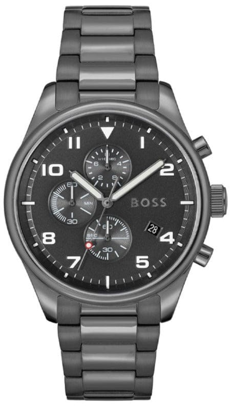 Buy Shop Hugo Boss View Chronograph Grey Dial Grey Steel Strap Watch For Men - 1513991 USA Online