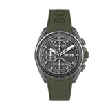Buy Shop Hugo Boss Volane Chronograph Grey Dial Green Rubber Strap Watch For Men - 1513952 USA Online
