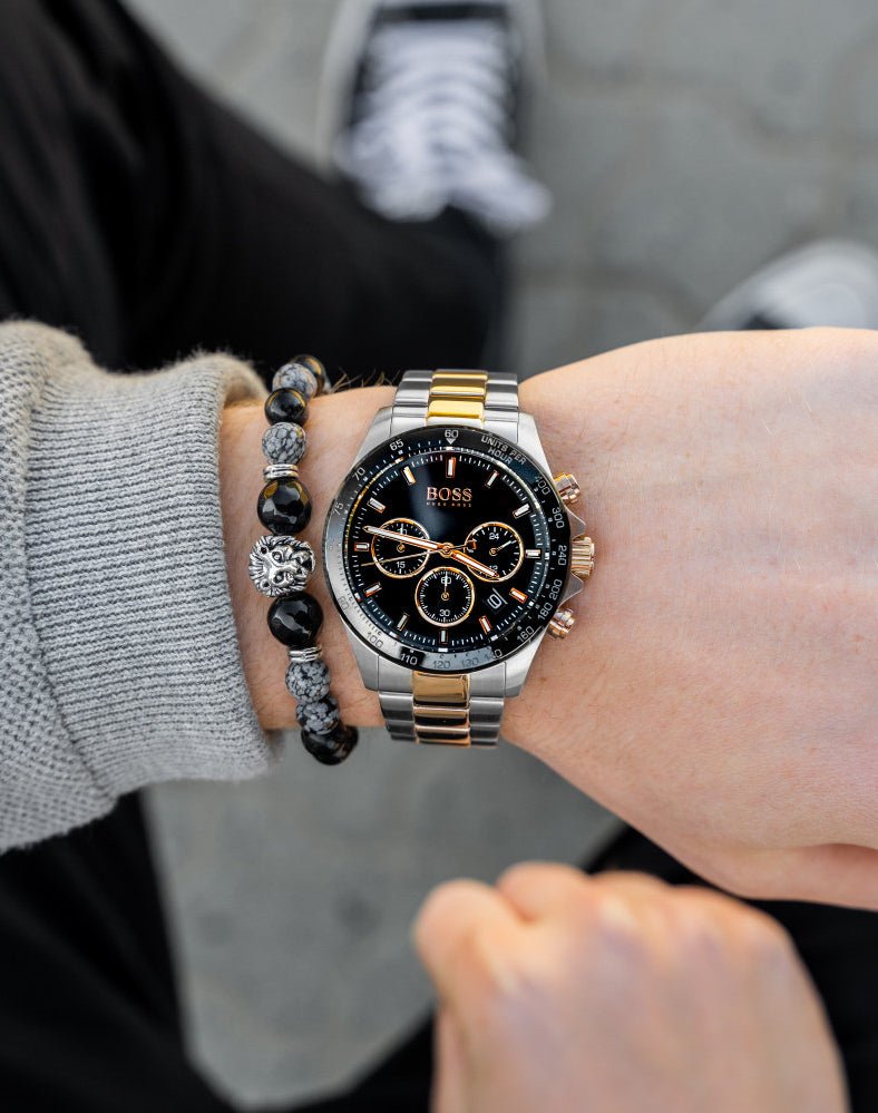 Buy Shop Hugo Boss Here Chronograph Black Dial Two Tone Steel Strap Watch for Men - 1513757 USA Online