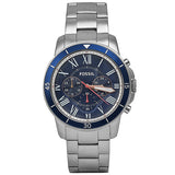 Buy Shop Fossil Grant Sport Chronograph Blue Dial Silver Steel Strap Watch for Men - FS5238 USA Online