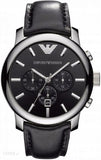 Buy Shop Emporio Armani Classic Chronograph Black Dial Black Leather Strap Watch For Men - AR0431 USA Online