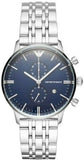 Buy Shop Emporio Armani Gianni Chronograph Blue Dial Silver Steel Strap Watch For Men - AR80013 USA Online