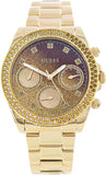 Guess Sol Chronograph Gold Dial Gold Steel Strap Watch For Women - GW0483L2