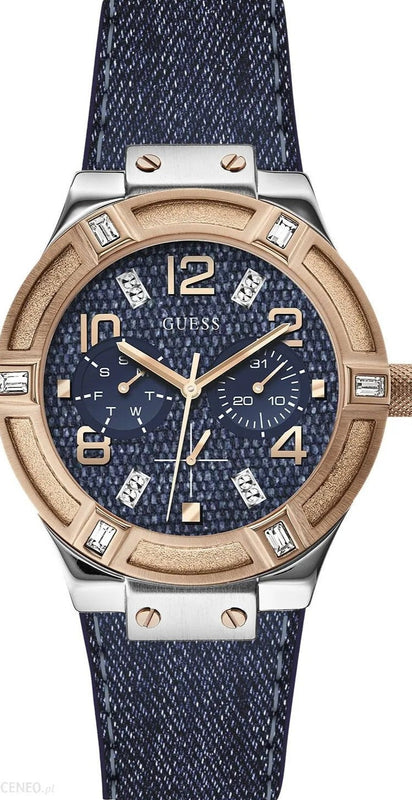 Buy Shop Guess Jet Setter Analog Blue Dial Blue Denim Strap Watch For Women - W0289L1 USA Online