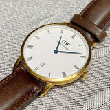 Buy Shop Daniel Wellington Dapper Bristol White Dial Brown Leather Strap Watch For Women - DW00100094 USA Online