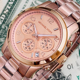 Buy Shop Michael Kors Runway Rose Gold Dial Rose Gold Steel Strap Watch for Women - MK5128 USA Online