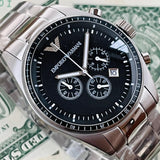 Buy Shop Emporio Armani Sportivo Chronograph Black Dial Silver Stainless Steel Watch For Men - AR0585 USA Online