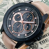 Buy Shop Michael Kors Ryker Chronograph Black Dial Beige Leather Strap Watch For Men - MK8520 USA Online