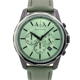 Armani Exchange Banks Chronograph Green Dial Green Leather Strap Watch For Men - AX1725