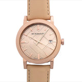 Burberry The City Beige Dial Brown Leather Strap Watch for Women - BU9014