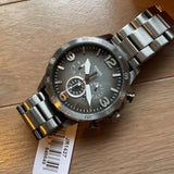 Buy Shop Fossil Nate Chronograph Gunmetal Dial Grey Steel Strap Watch for Men - JR1437 USA Online
