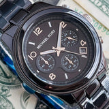Buy Shop Michael Kors Runway Black Ceramic Dial Black Steel Strap Watch for Women - MK5162 USA Online