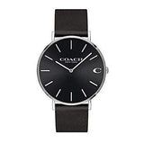 Coach Charles Black Dial Black Leather Strap Watch for Men - 14602149