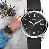Buy Shop Fossil The Commuter Black Dial Black Leather Strap Watch for Men - FS5406 USA Online