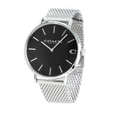 Coach Charles Black Dial Silver Mesh Bracelet Watch for Men - 14602144