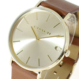 Coach Charles Gold Dial Brown Leather Strap Watch for Women - 14602433