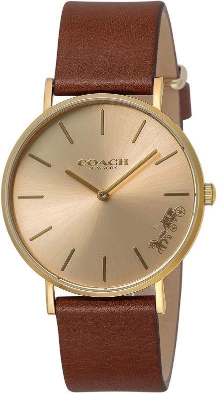 Buy Shop Coach Perry Gold Dial Brown Leather Strap Watch for Women - 14503331 USA Online