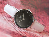 Buy Shop Daniel Wellington Classic Petite Bondi Black Dial White Leather Strap Watch for Women - DW00100286 USA Online